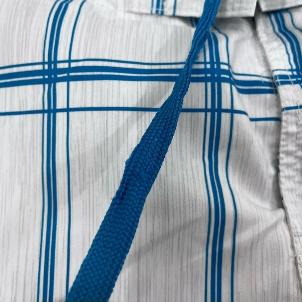 OP Mens White Check Beach Swim Trunks